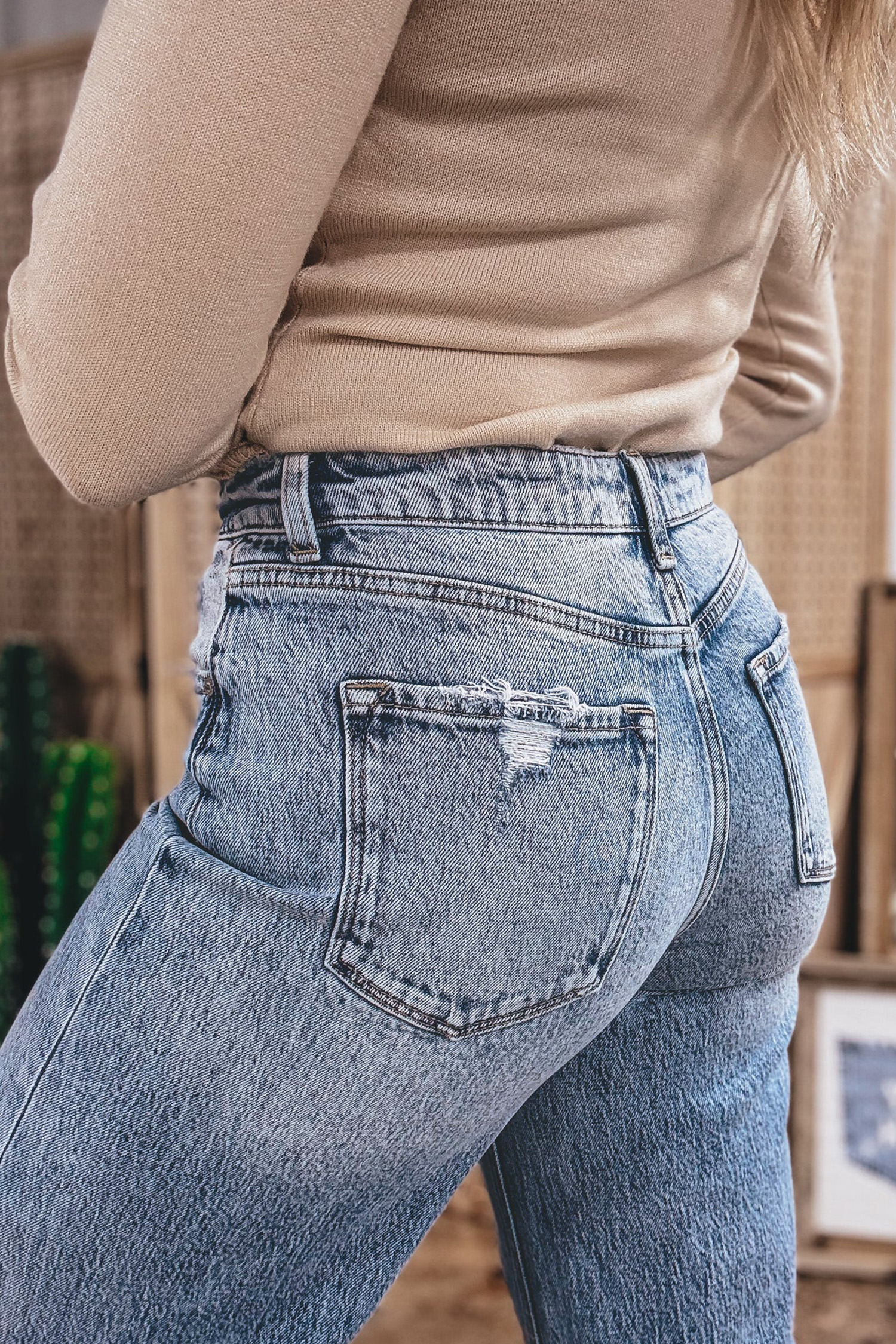 Ashleigh Blue Cuffed Straight Loose Jeans - loveforevers