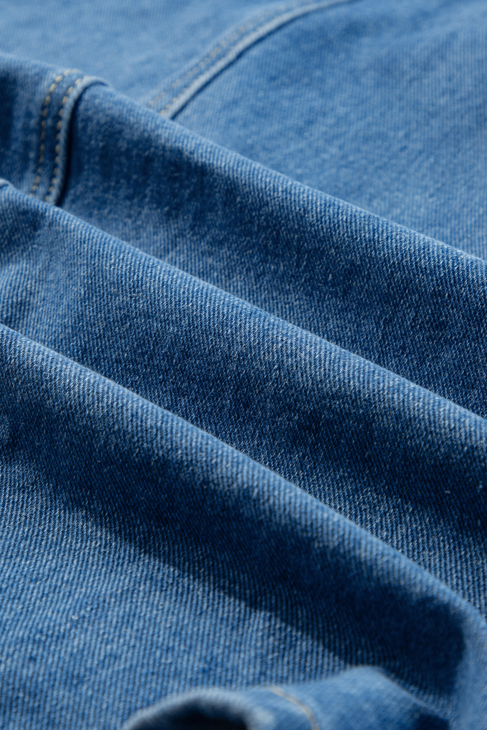 Dusk Blue Wide Strap Button Front Pocketed Denim Mini Dress - loveforevers