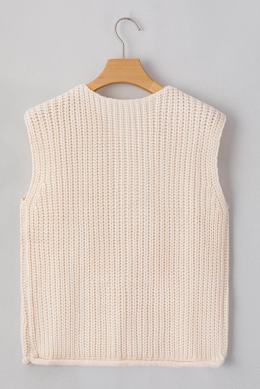Fiery Red Solid Textured Knit Side Pockets Buttoned Sweater Vest - loveforevers