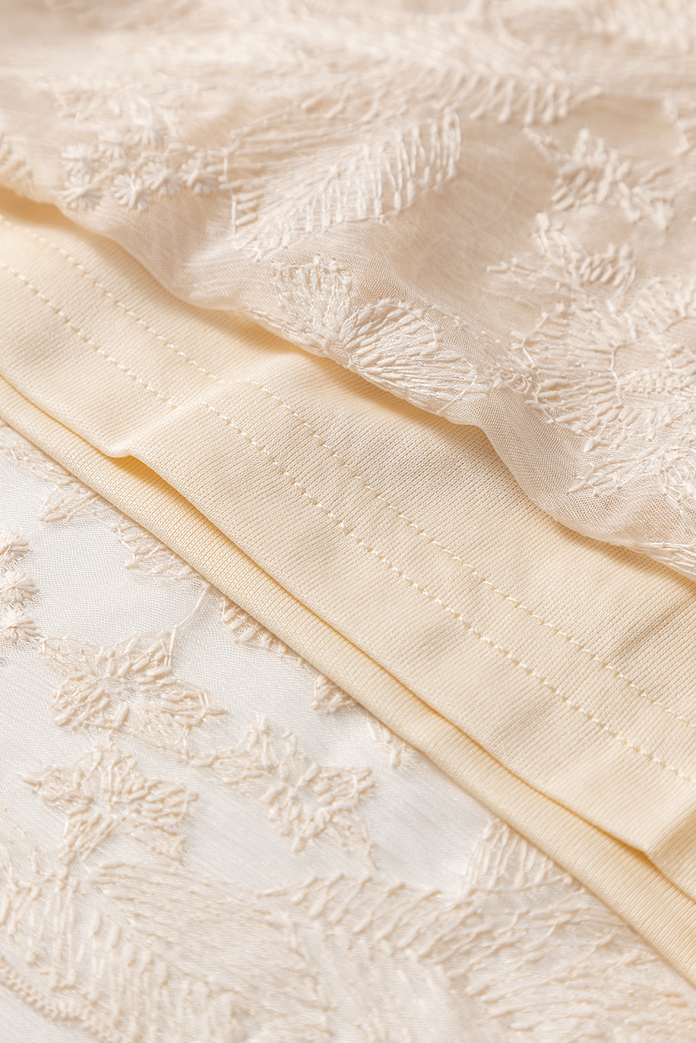 Oatmeal Embroidered Mesh Overlay Flowy Long Skirt - loveforevers