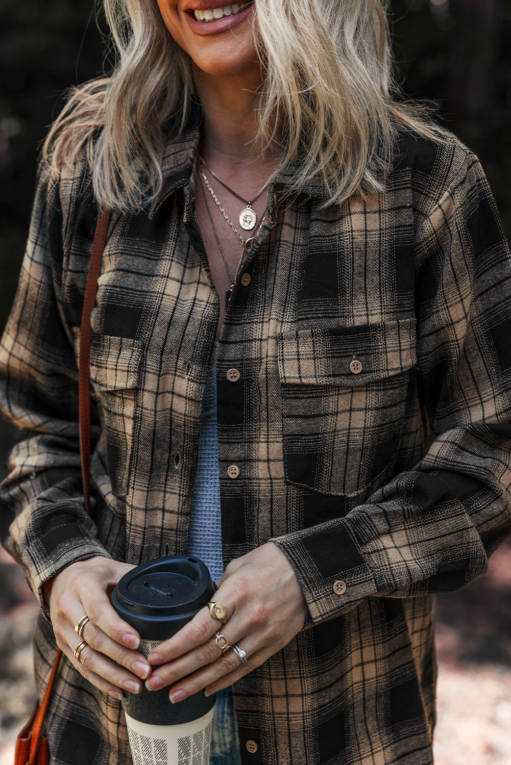 Multicolour Retro Plaid Double Flap Pocket Brushed Shacket - loveforevers