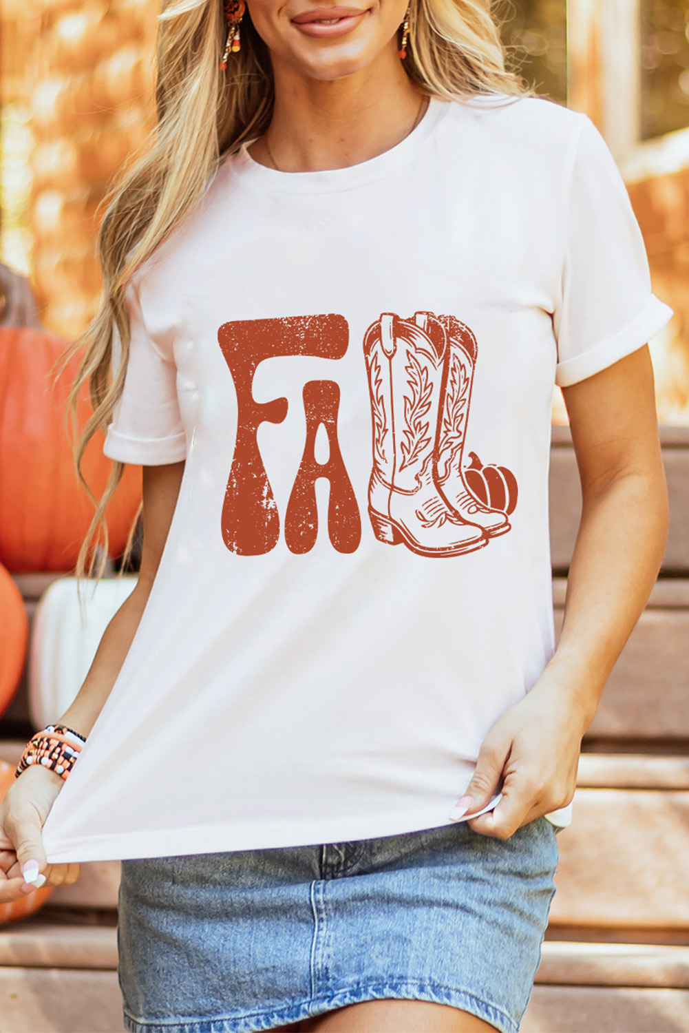 White FALL Boots Cracking Graphic T Shirt - loveforevers