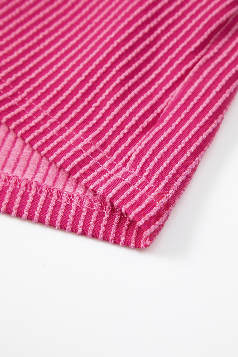 Pink Corded Knit Pocketed Loose Fit T Shirt - loveforevers