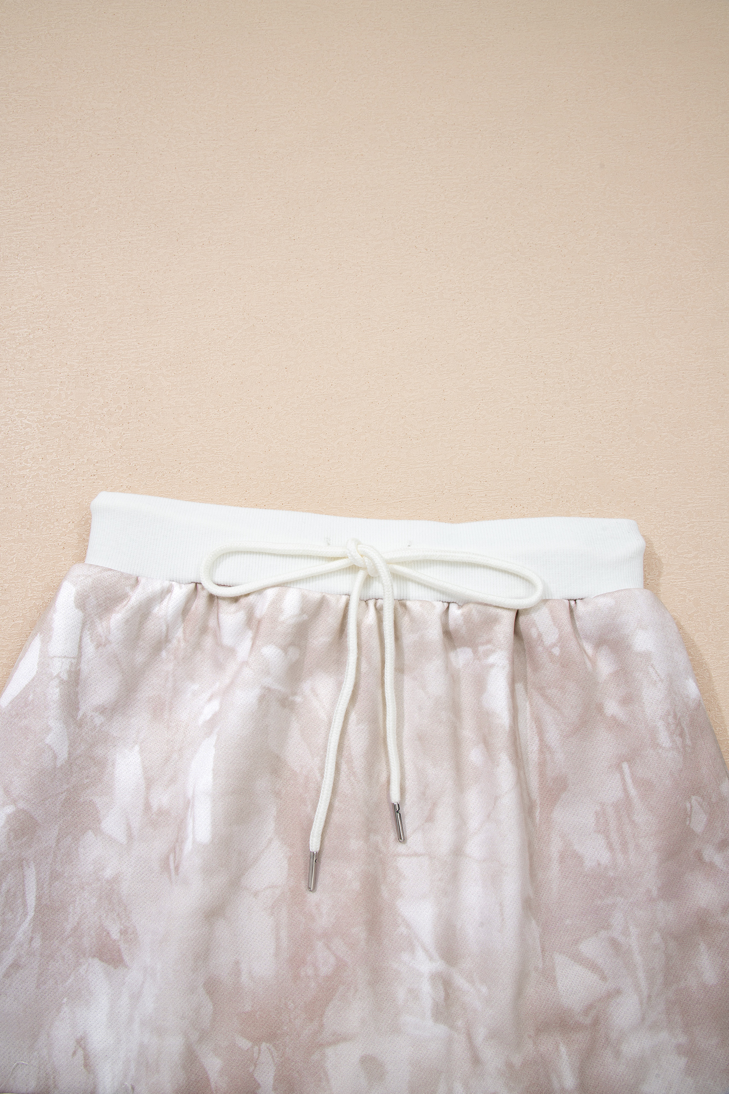 White Abstract Woodland Print Balloon Sleeve Pullover Drawstring Mini Skort Set - loveforevers