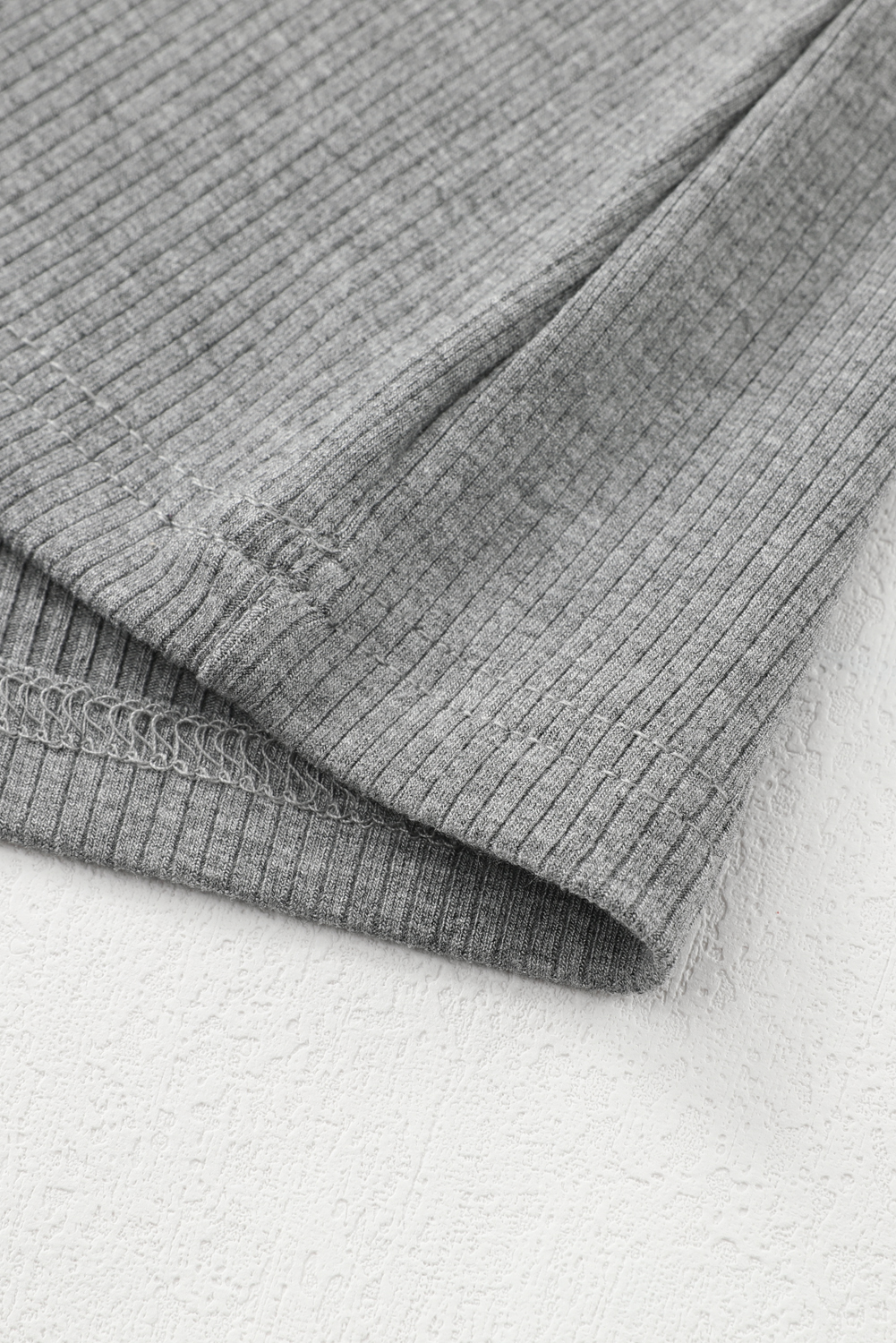 Gray Striped Mesh Long Sleeve Crewneck Ribbed Top - loveforevers