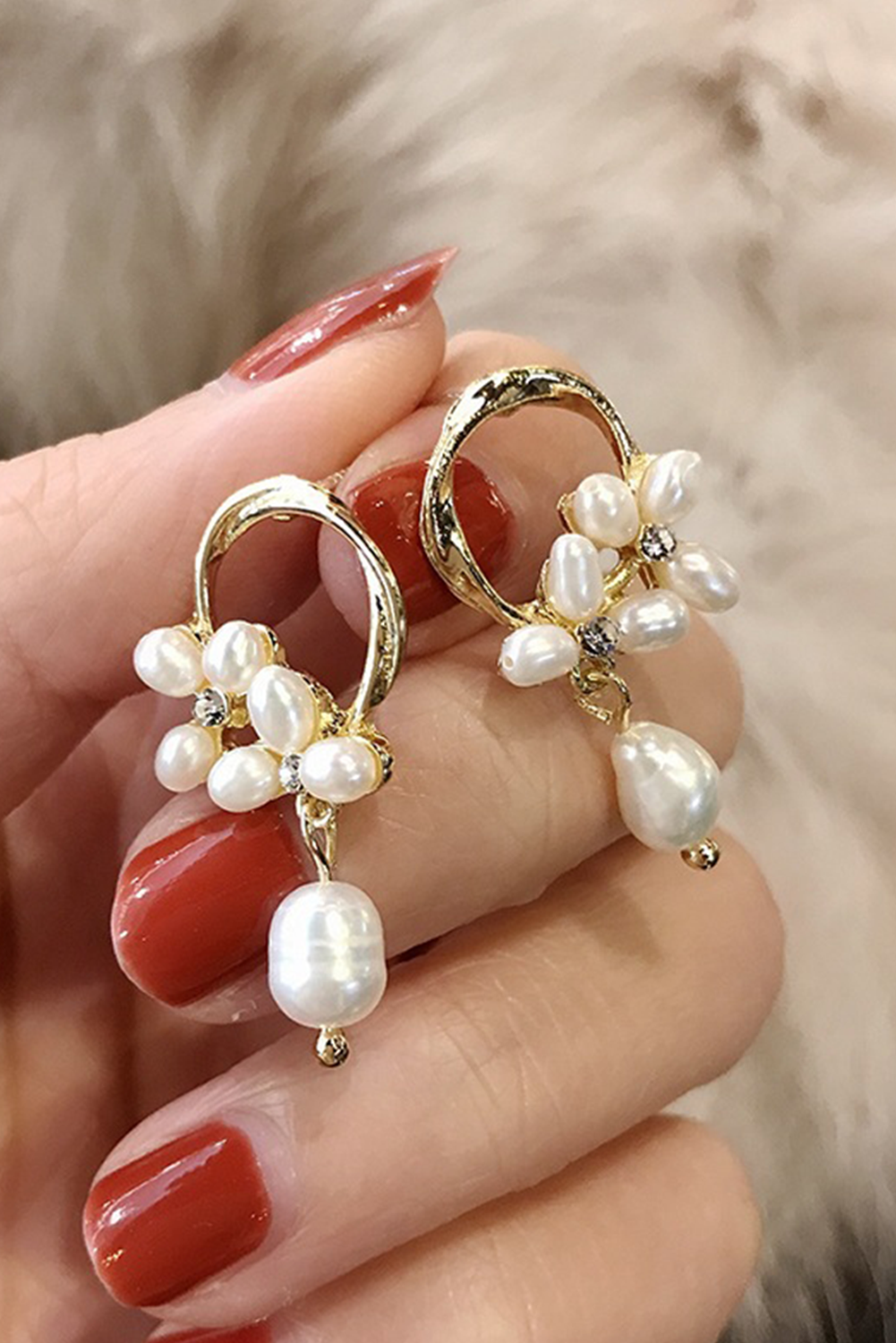 Gold Plated Hoop Pearl Casual Wear Stud Earring - loveforevers