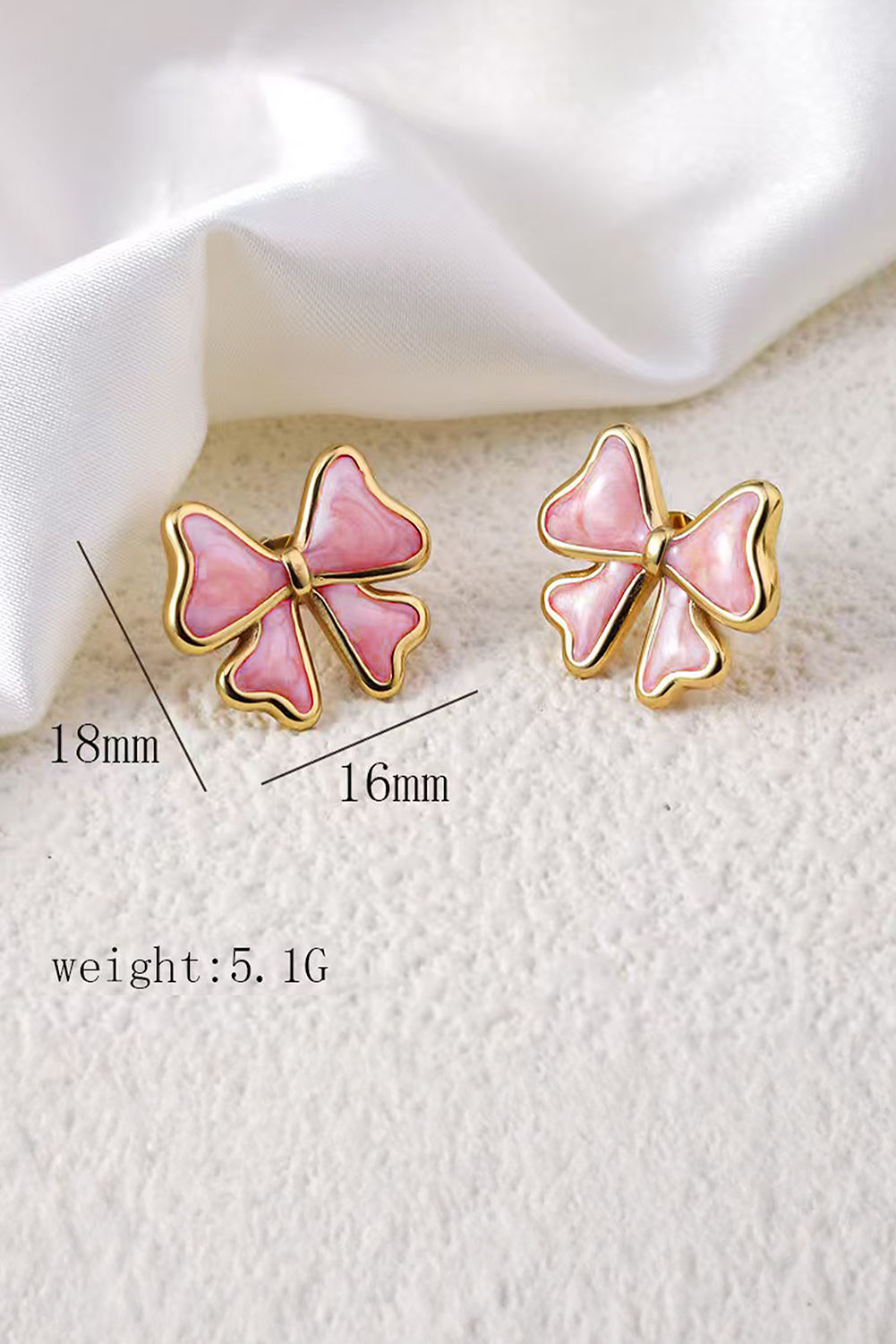 Light Pink Bow Knot Enamel Stud Earrings - loveforevers