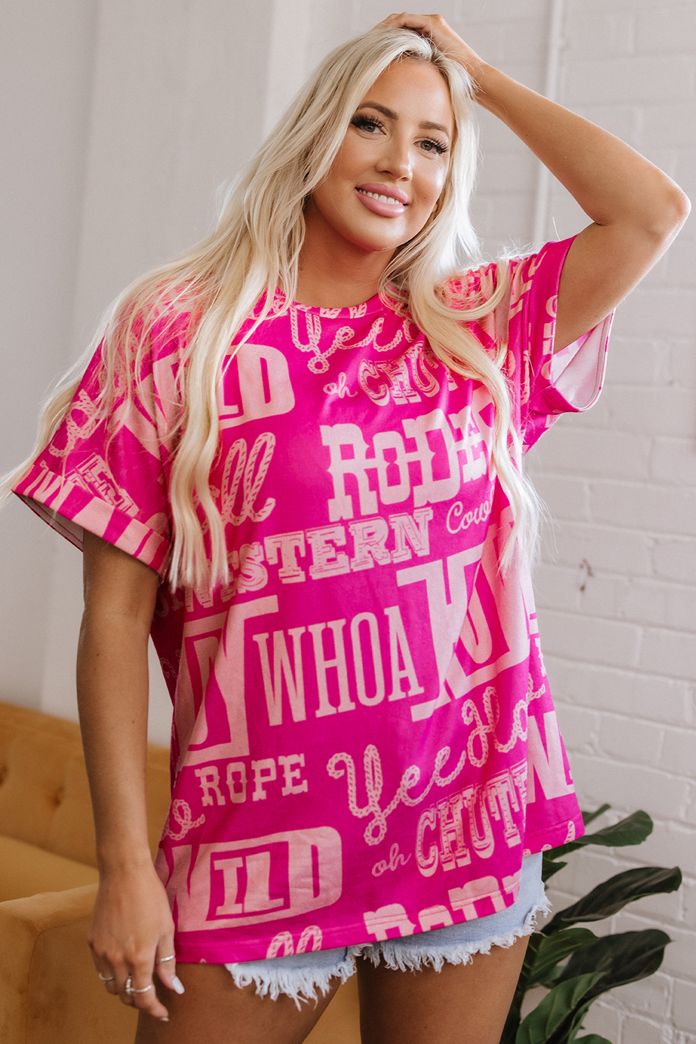 Dark Grey Howdy Cowboy Letter Printed Western Fashion Tee - loveforevers
