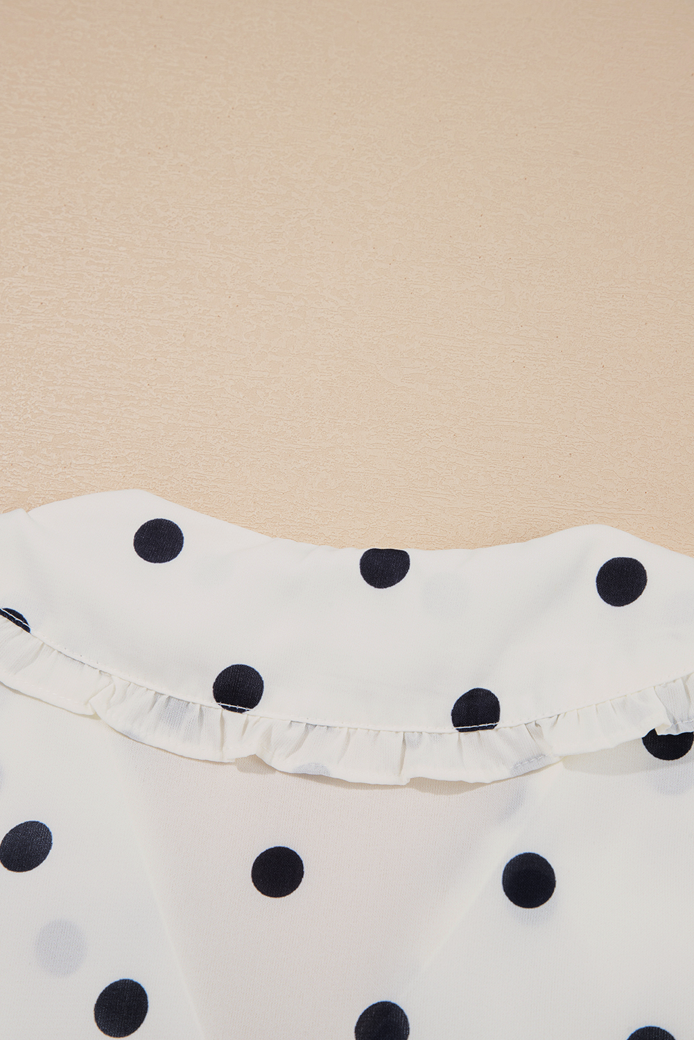 White Polka Dot Collared Lace up Font Puff Sleeve Peplum Top - loveforevers