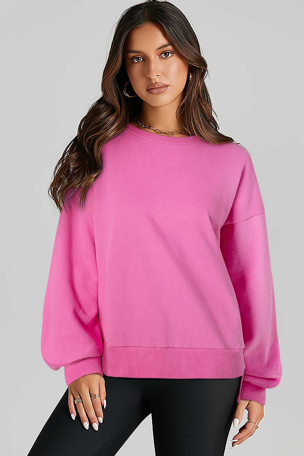 Grass Green Solid Fleece Lined Drop Shoulder High Low Sweatshirt - loveforevers