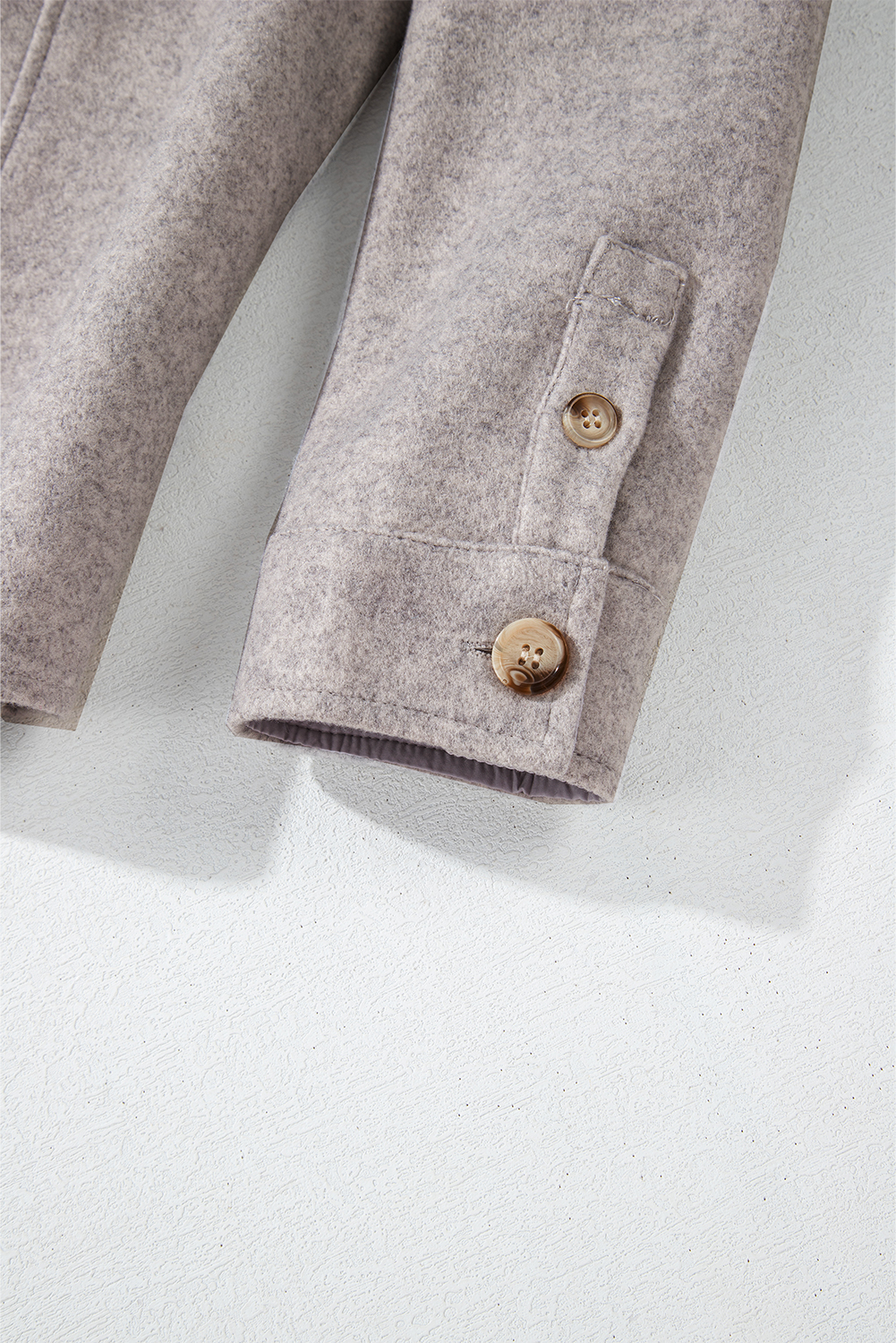 Light Grey Turn Down Collar Flap Pockets Buttoned Shacket - loveforevers