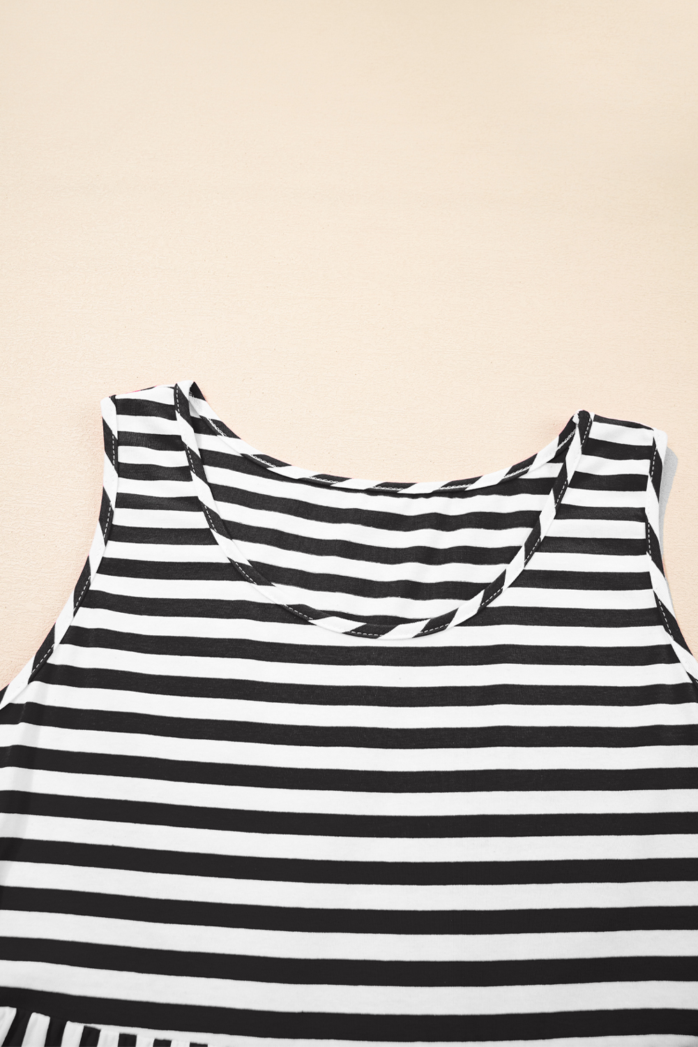 Black Stripe U Neck Sleeveless Loose Fit Mini Dress - loveforevers