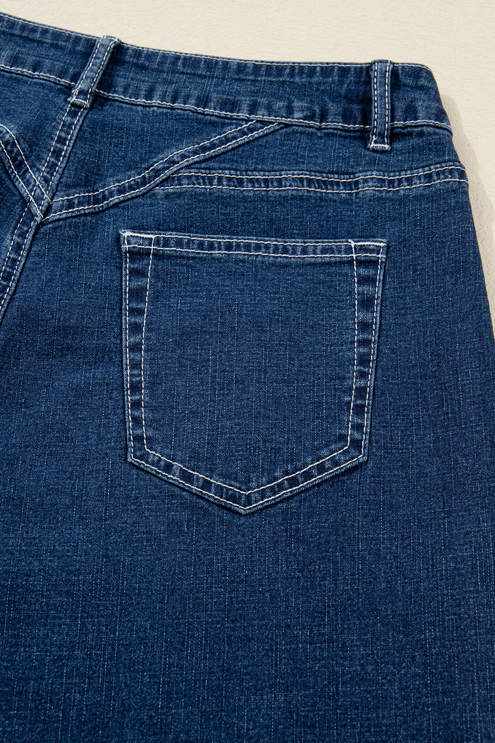Sail Blue Stitched Waist Detail Loose Cuffed Jeans - loveforevers