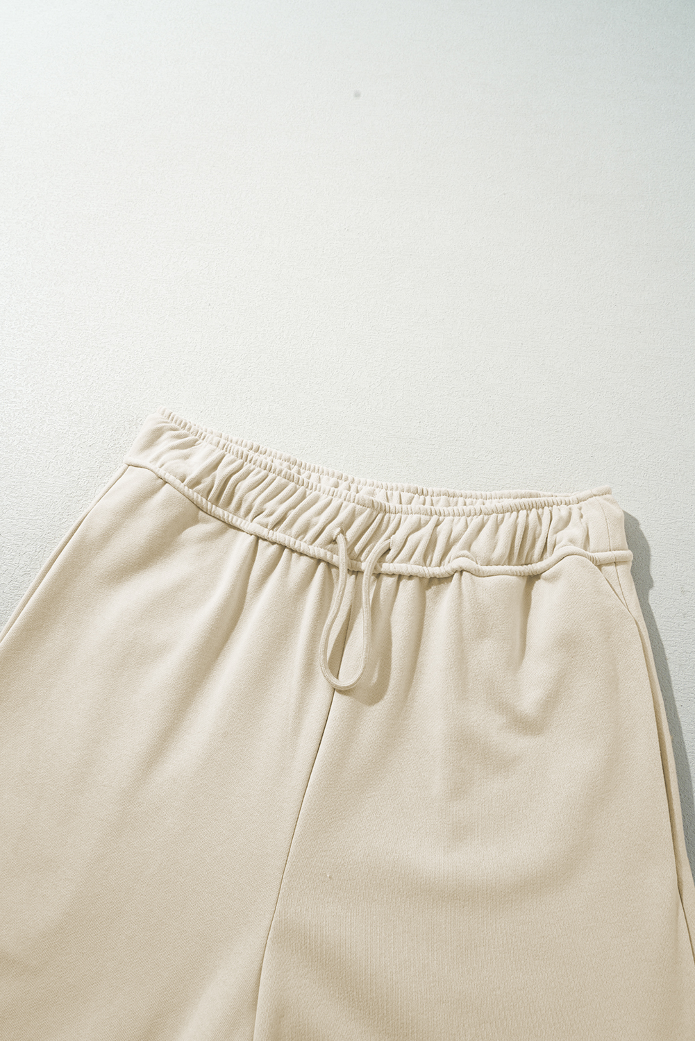 Apricot Loop Drawstring Elastic Waistband Casual Wide Leg Pants - loveforevers