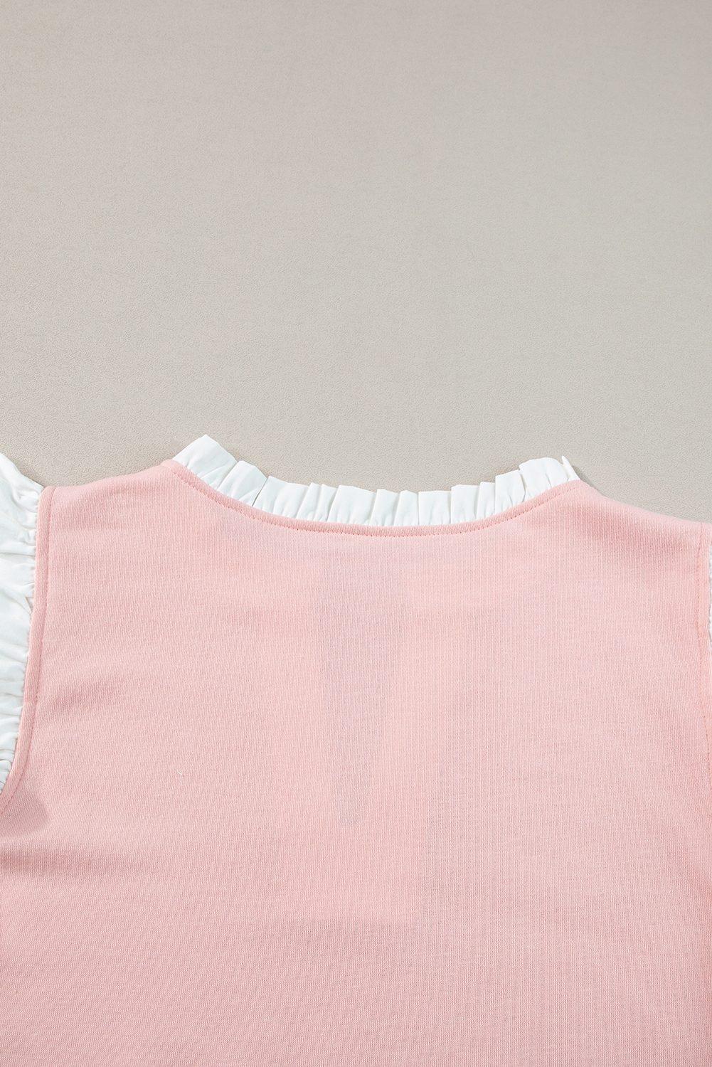Pale Khaki Contrast V Neck Ruffled Textured Knit Top - loveforevers