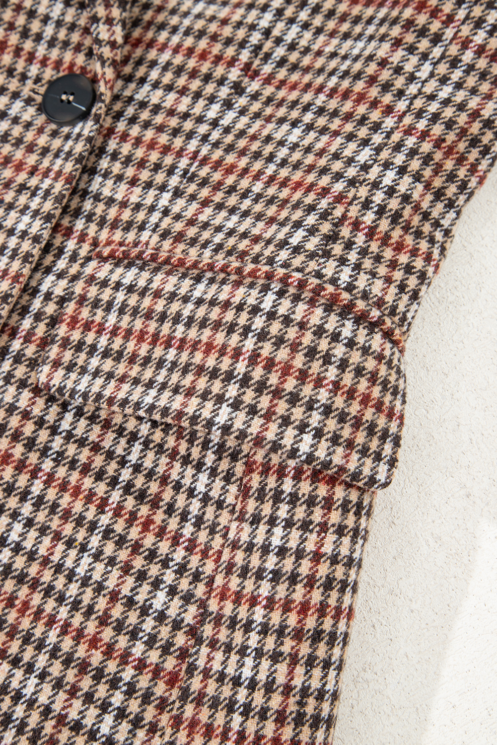 Brown Houndstooth Lapel Collar Blazer - loveforevers