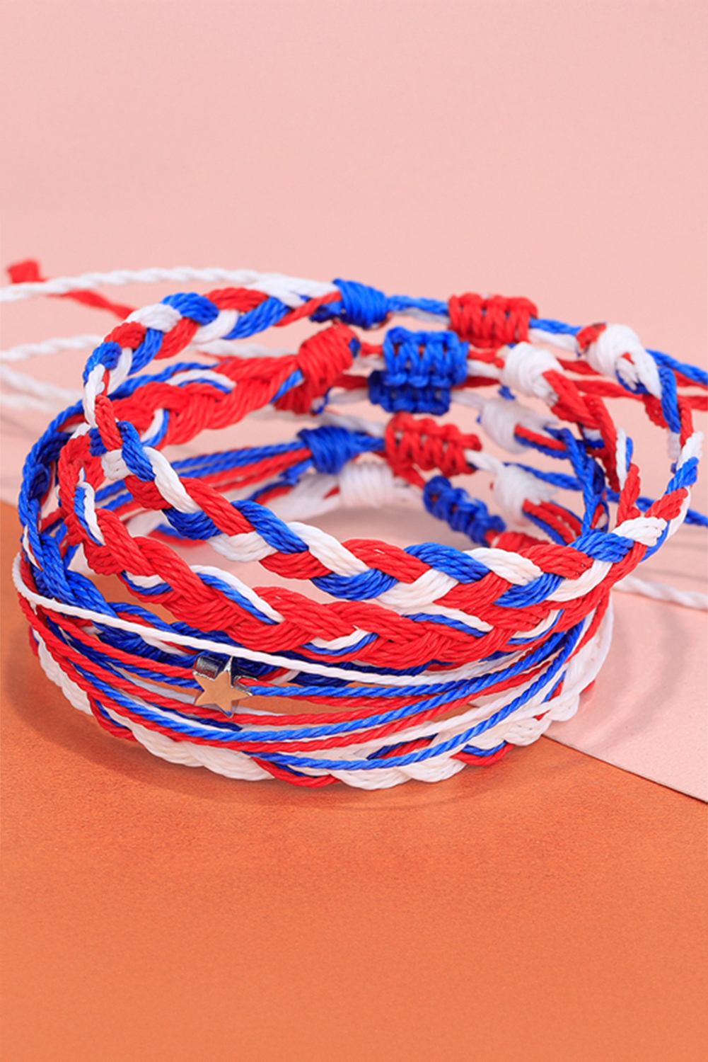 Blue Independent Day Braided Multi Layer Bracelet - loveforevers