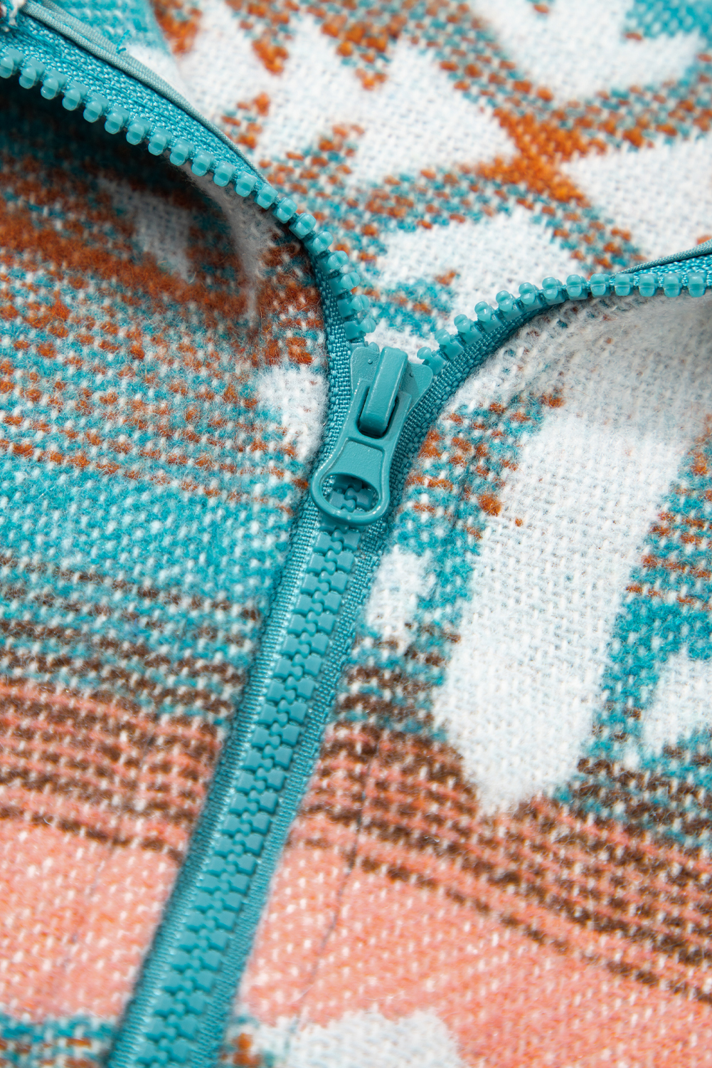 Green Quarter Zip Elastic Cuffs Aztec Sweatshirt - loveforevers