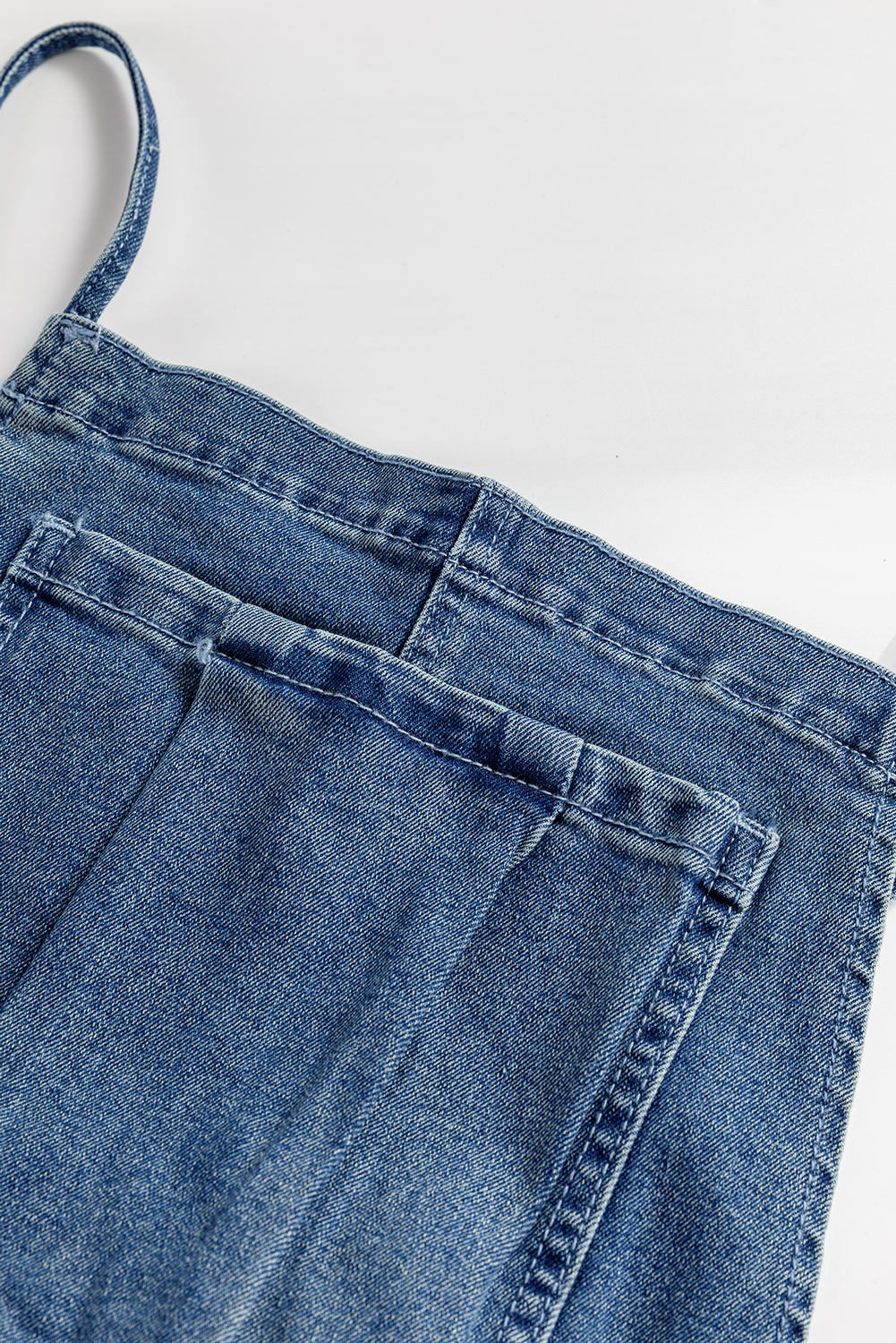 Dusk Blue Adjustable Tie Straps Cropped Wide Leg Denim Overalls - loveforevers