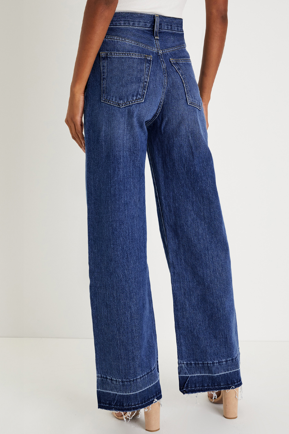Real Teal Raw Hem Unique Cuffs Straight High Rise Loose Jeans - loveforevers