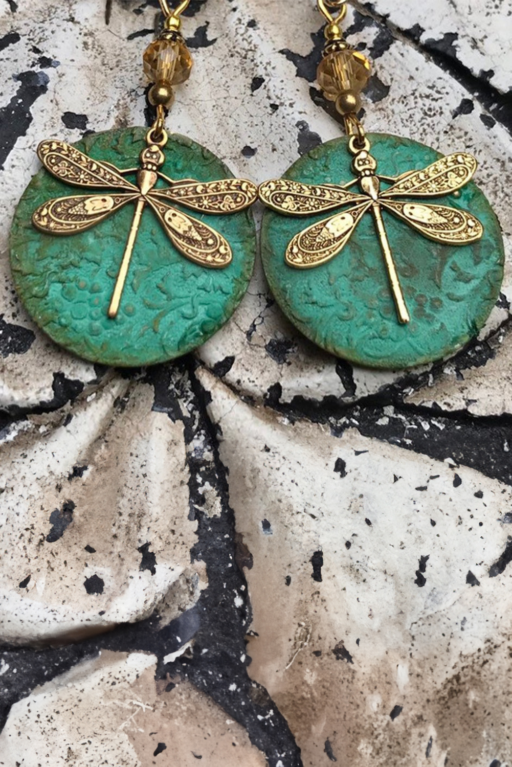 Dark Green Retro Dragonfly Hook Drop Earrings - loveforevers