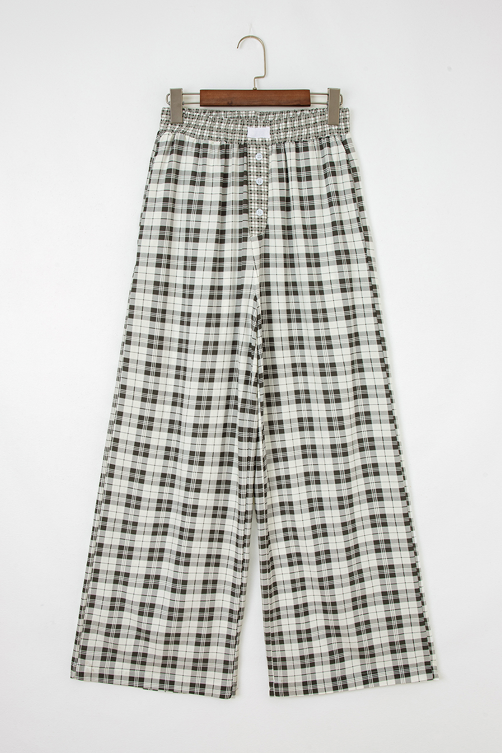 Gray Plaid Wide Leg Casual Pants - loveforevers