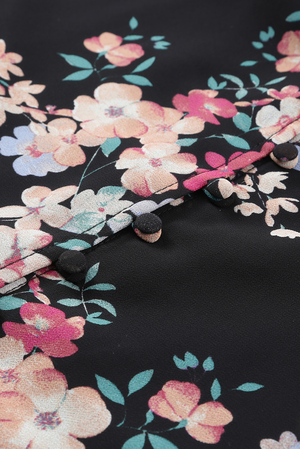 Black Wildflower Print Chiffon Blouse - loveforevers