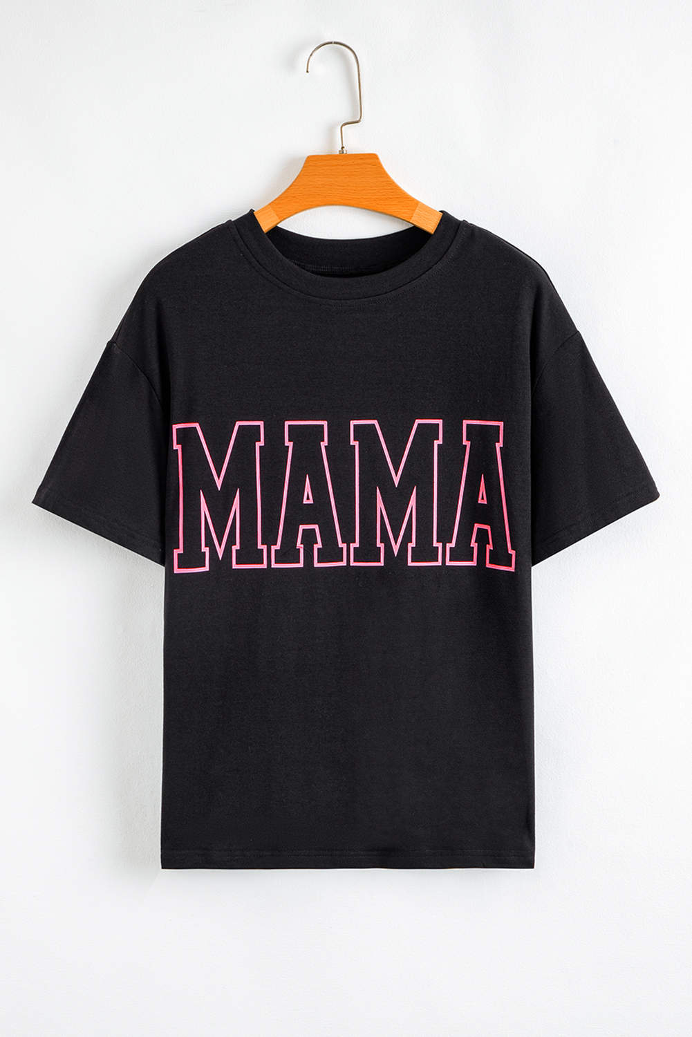 Black MAMA Letter Graphic Neon T Shirt - loveforevers