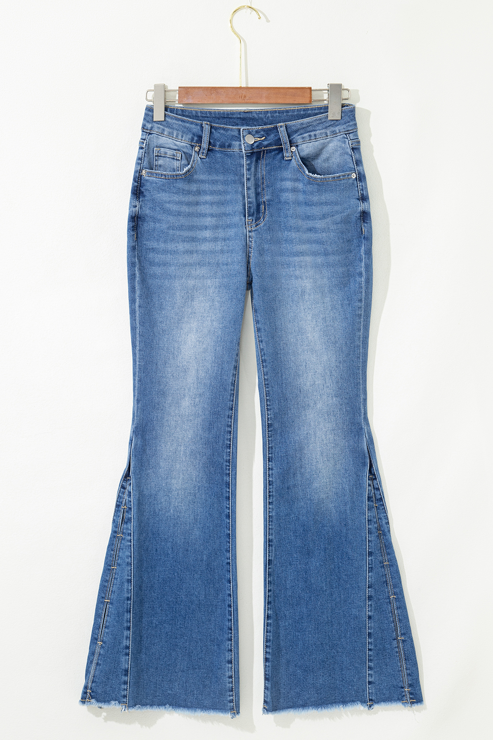 Ashleigh Blue Cut out Side Frayed Hemline Flare Jeans - loveforevers