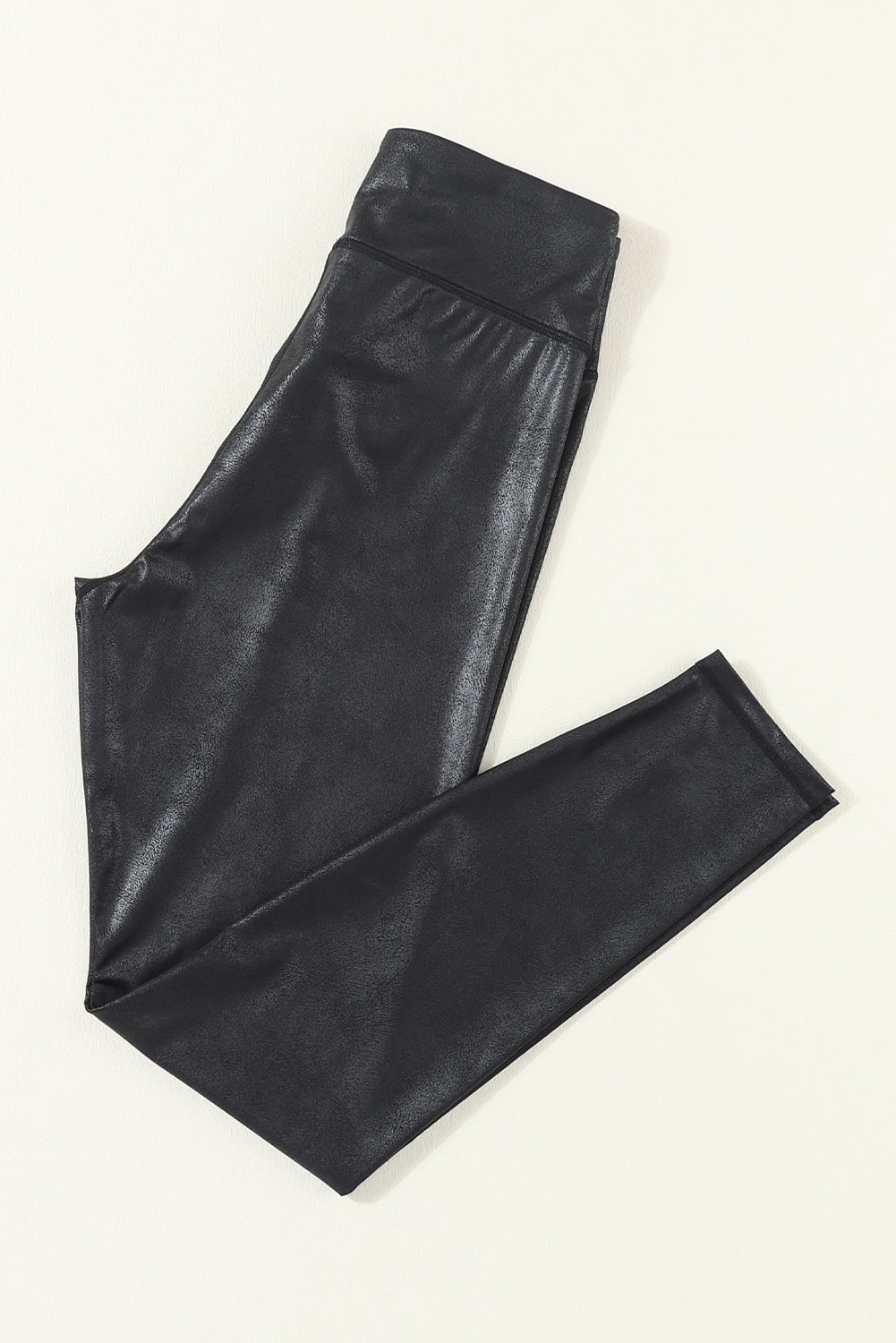 Dearlovers Black Crossed Dip Waist Sleek Leather Leggings - loveforevers