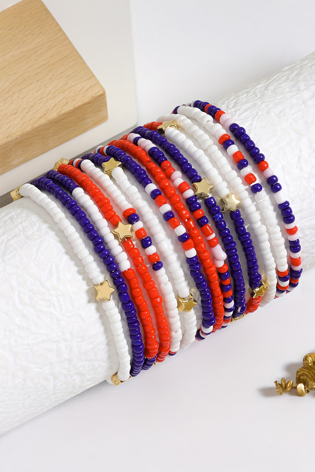 Dark Blue American Flag Star Beaded Multi Layer Bracelet Set - loveforevers