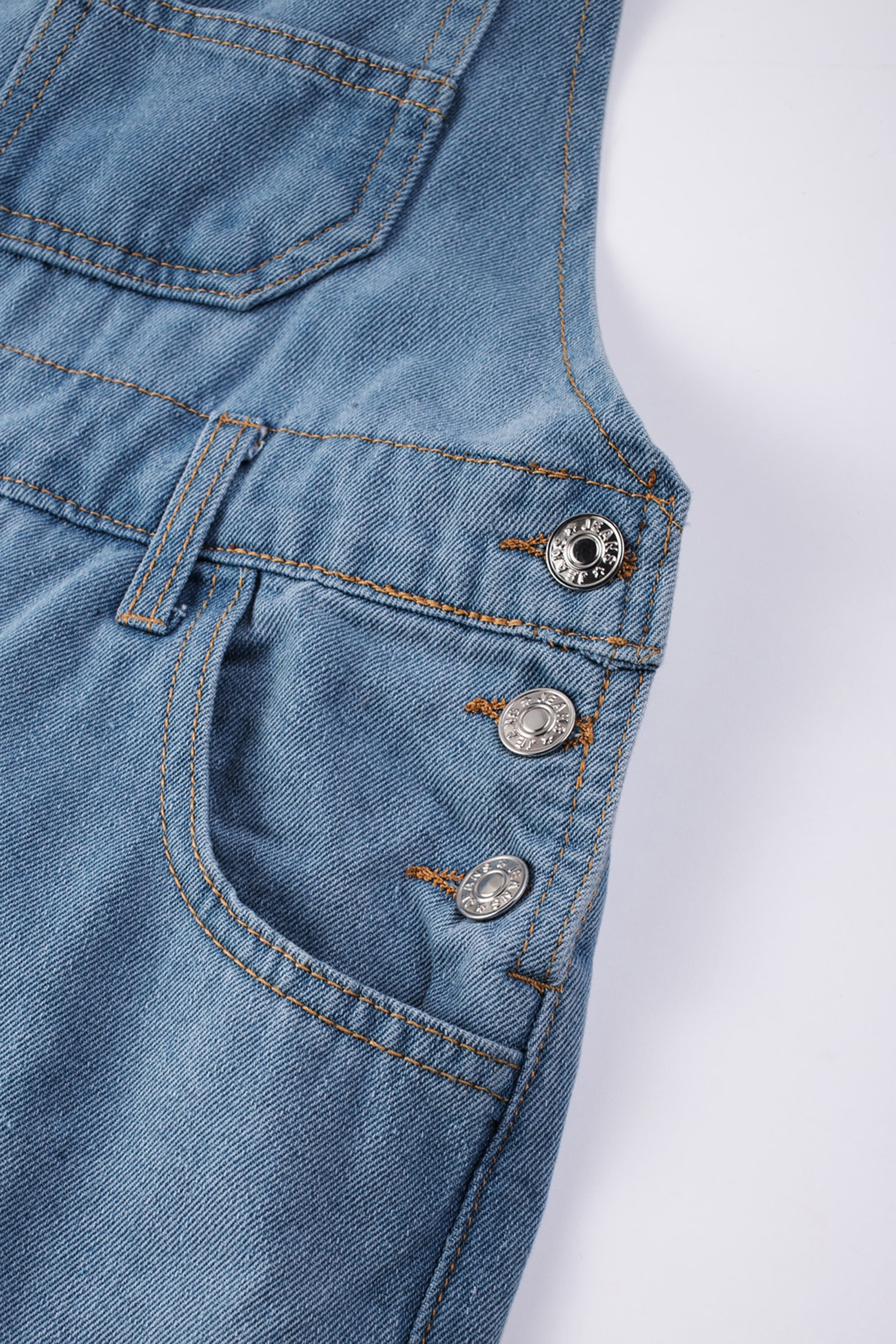 Light Blue Retro Bib Pocket Buckle Straps Casual Denim Jumpsuit - loveforevers