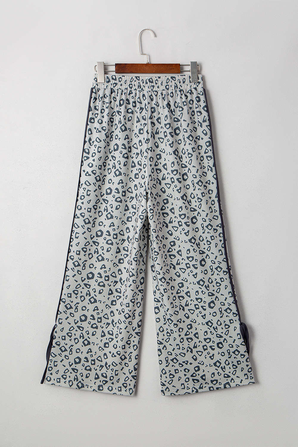 Gray Leopard High Waist Side Bow Straight Leg - loveforevers