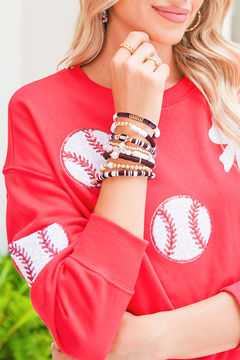 Chestnut Game Day 8pcs Stackable Football Beaded Charm Bracelet Set - loveforevers