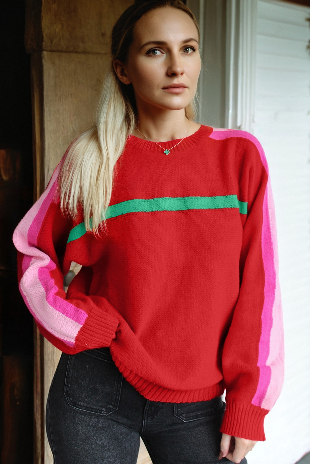Fiery Red Christmas Holly Festive Holiday Sweater - loveforevers