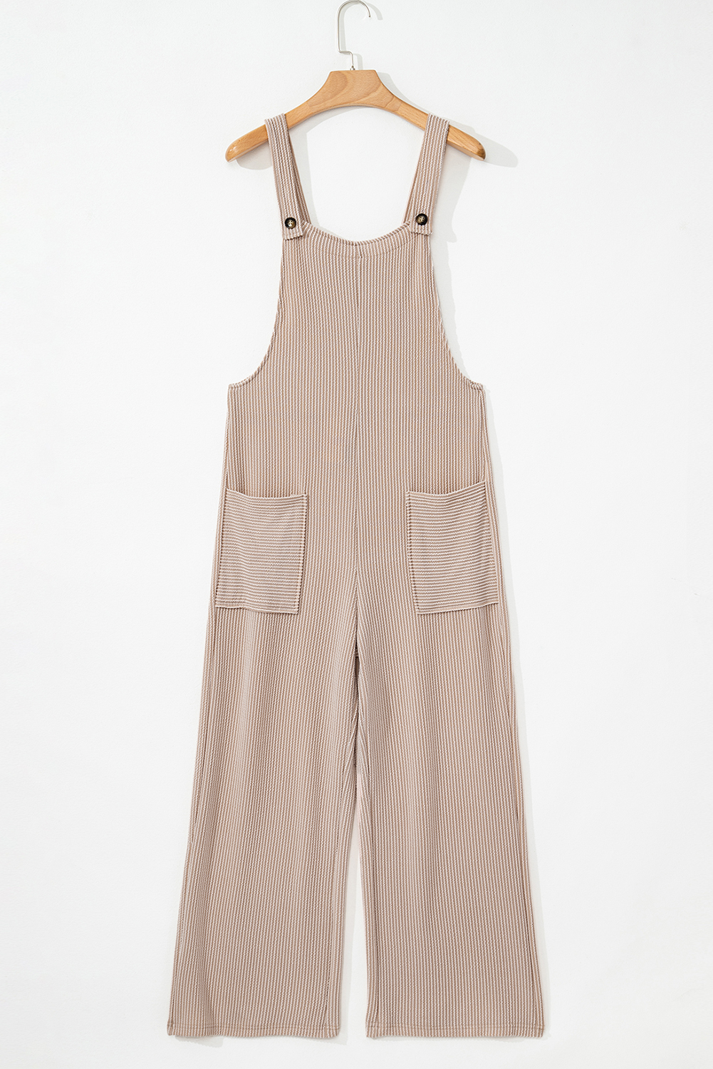 Dark Grey Ribbed Knit Patched Pocket Wide Leg Overalls - loveforevers