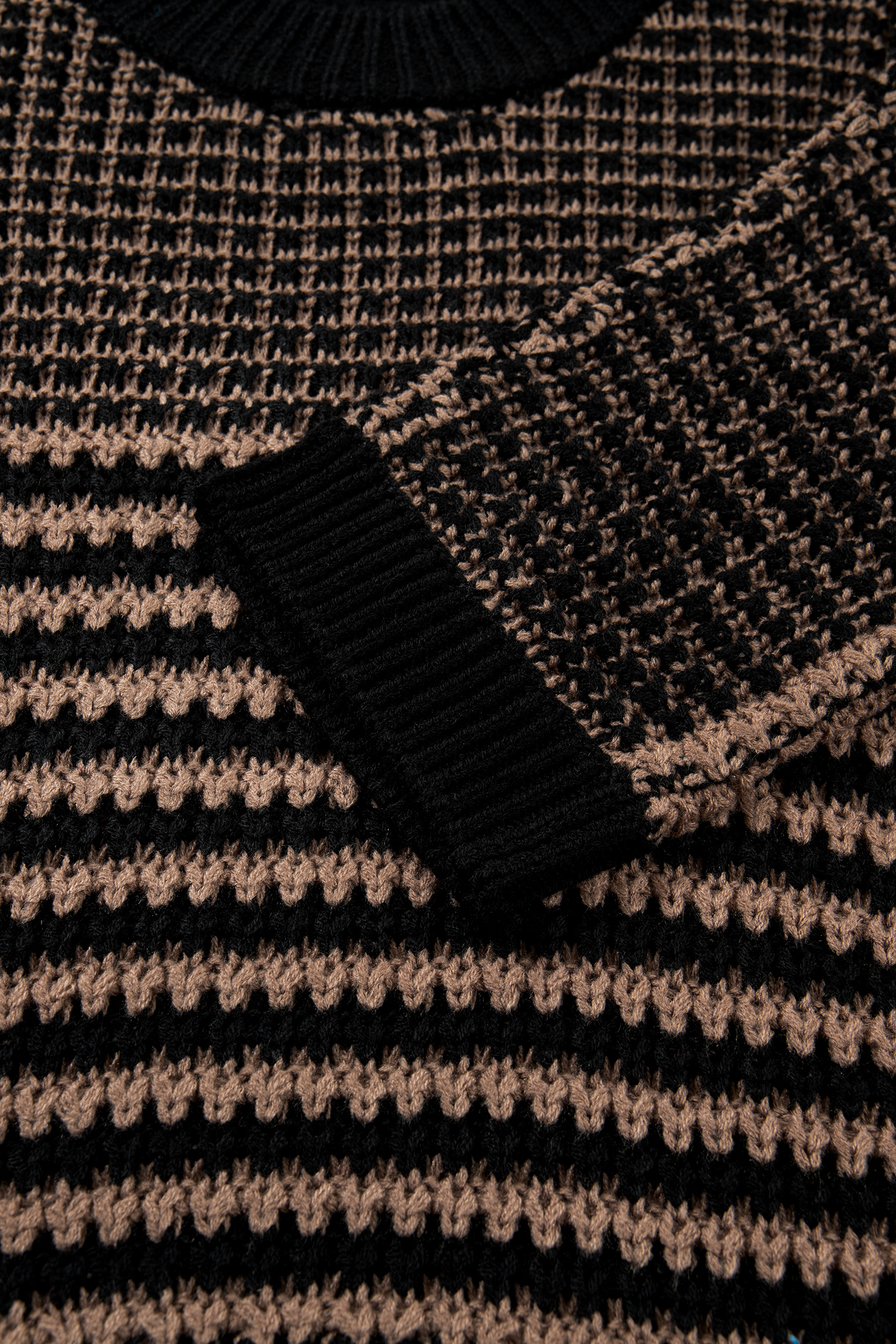 Black Stripe 3/4 Draped Sleeve Slouchy Sweater - loveforevers