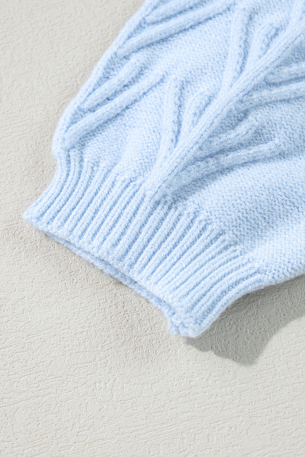 Beau Blue Flower Detail Knitted Notched Neck Sweater - loveforevers