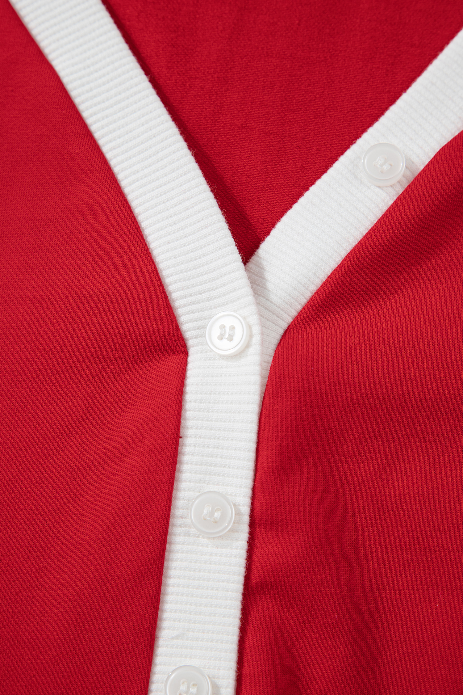 Fiery Red Contrast Trim Button V Neck Ribbon Bow Knot Waist 2pcs Lounge Pant Set - loveforevers