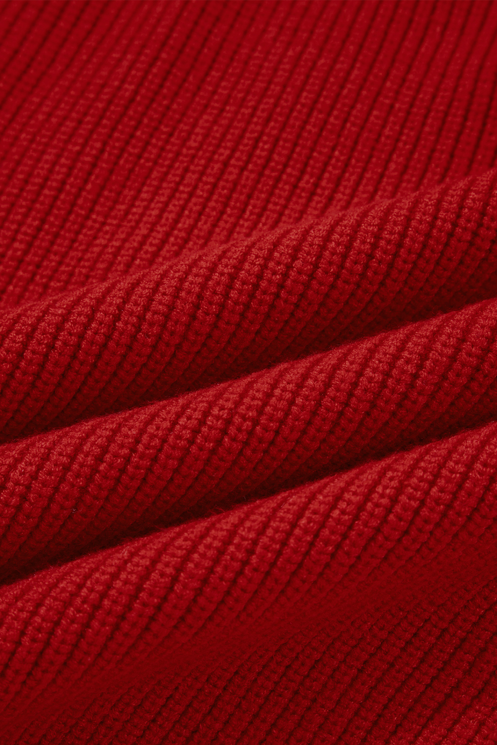 Racing Red Lantern Sleeve V Neck Knot Back Sweater - loveforevers