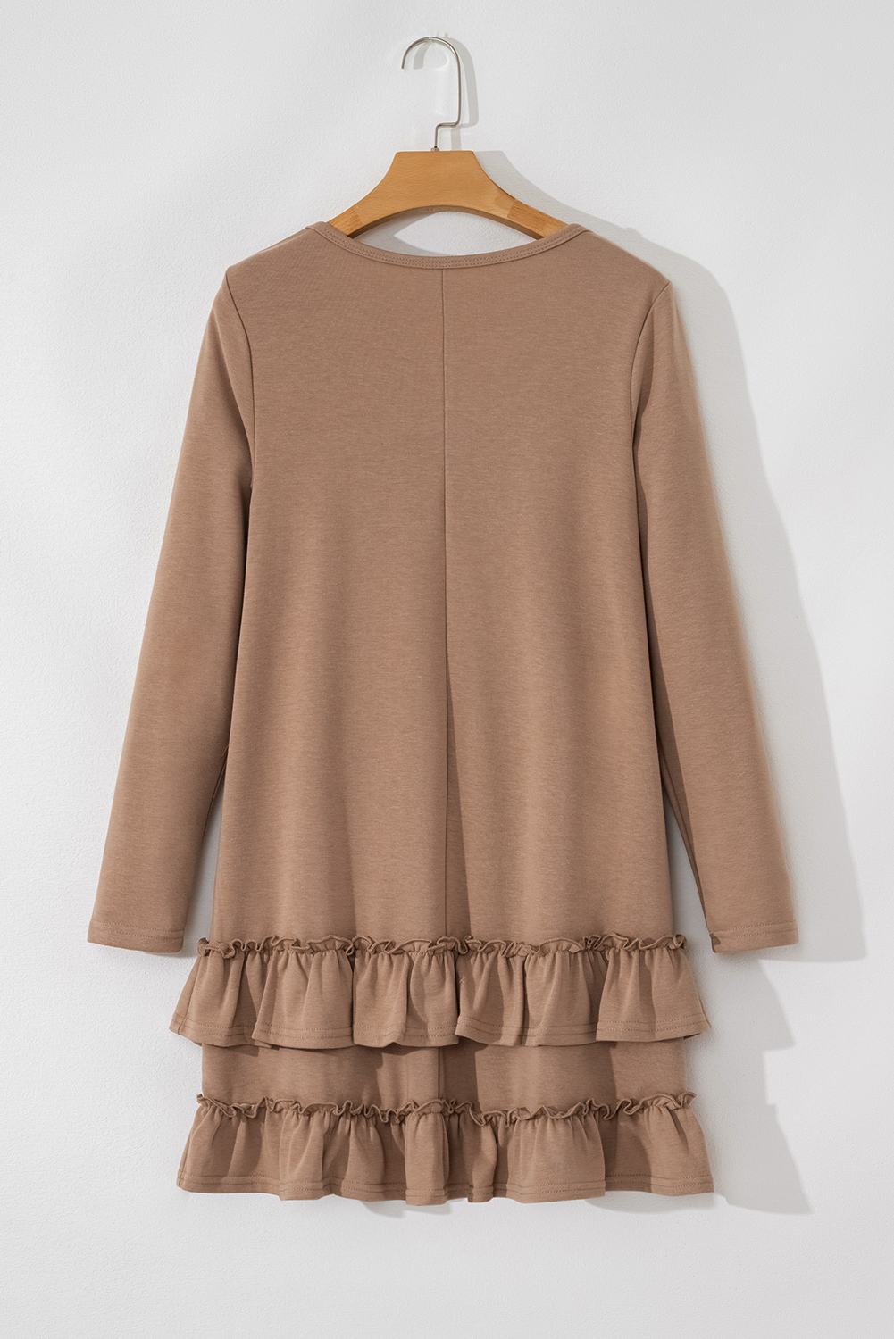 Goat Scoop Neck Tiered Ruffled Hem Long Sleeve Mini Dress - loveforevers