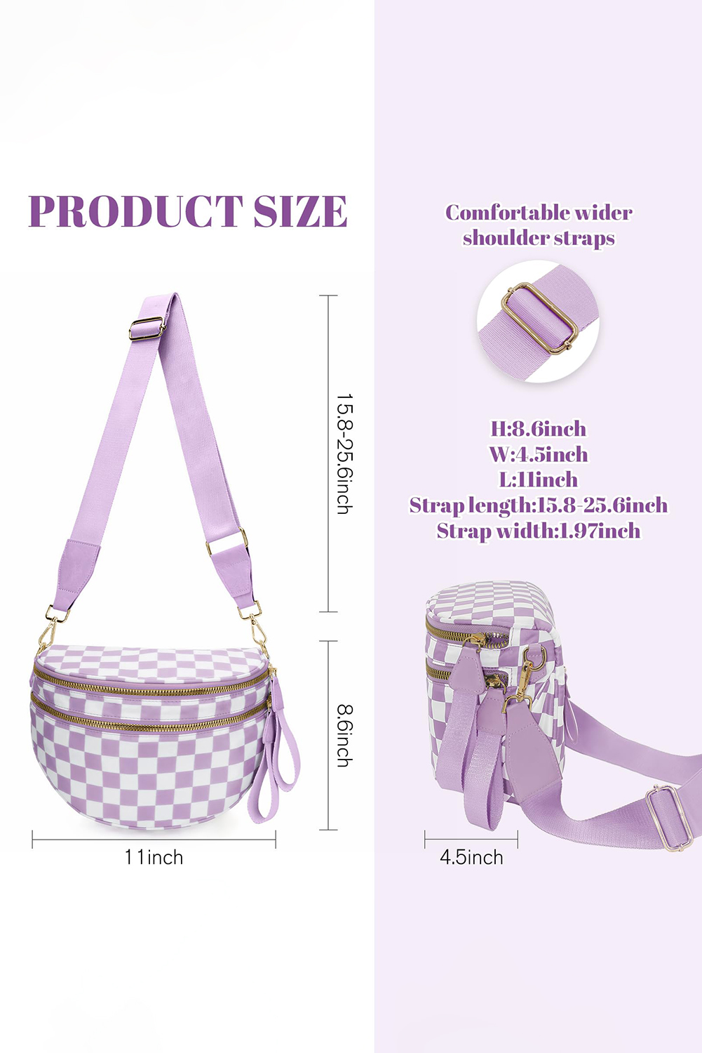 Jungle Green Double Zip Crescent Shape Adjustable Sling Bag - loveforevers