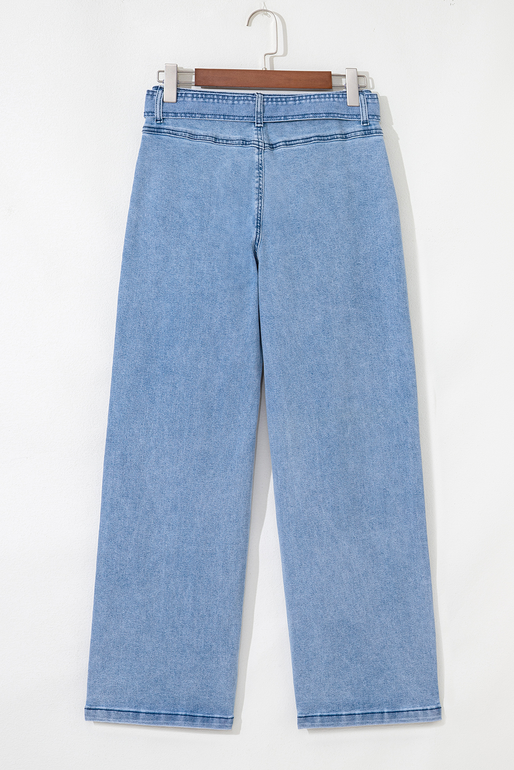 Beau Blue Western Washed Bow Knot Sash Wide Leg Jeans - loveforevers