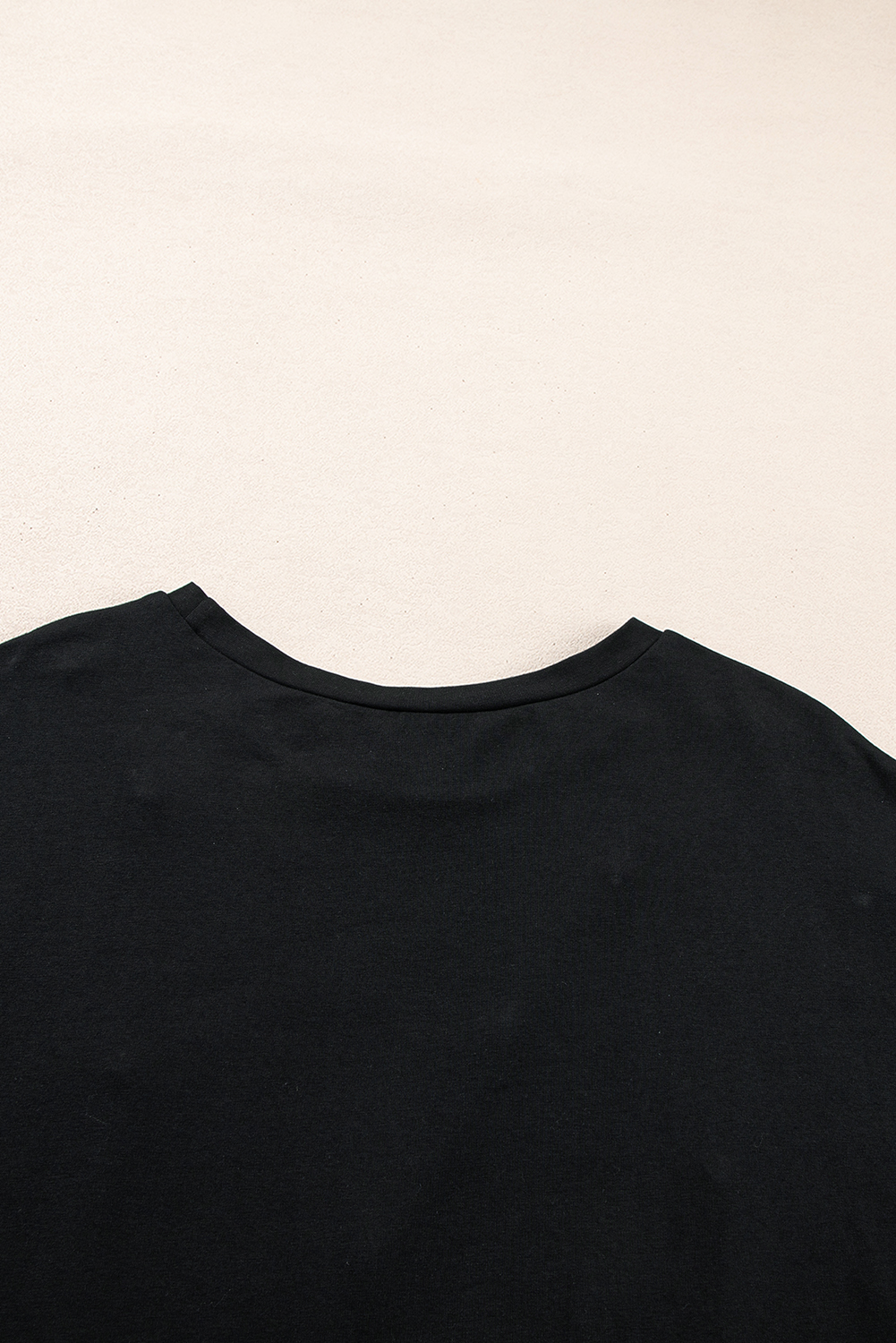 Black Pearl Beaded  Drop Shoulder Crewneck T Shirt - loveforevers