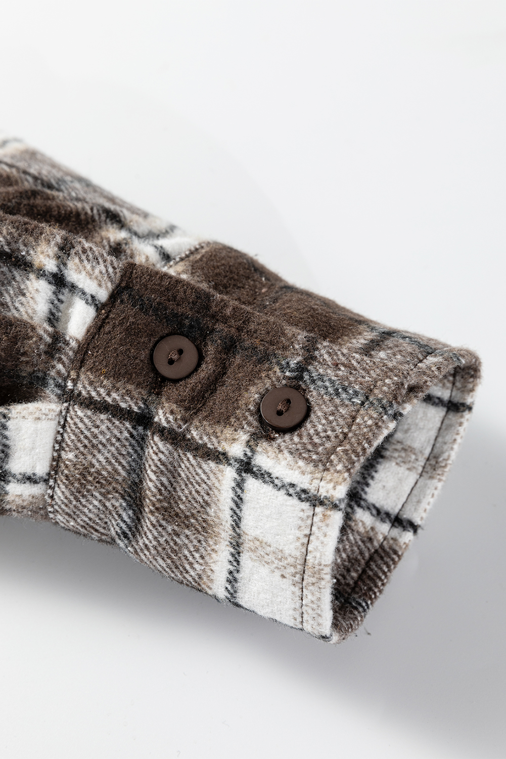 Dark Brown Flanel Plaid Single Chest Pocket Boyfriend Shacket - loveforevers