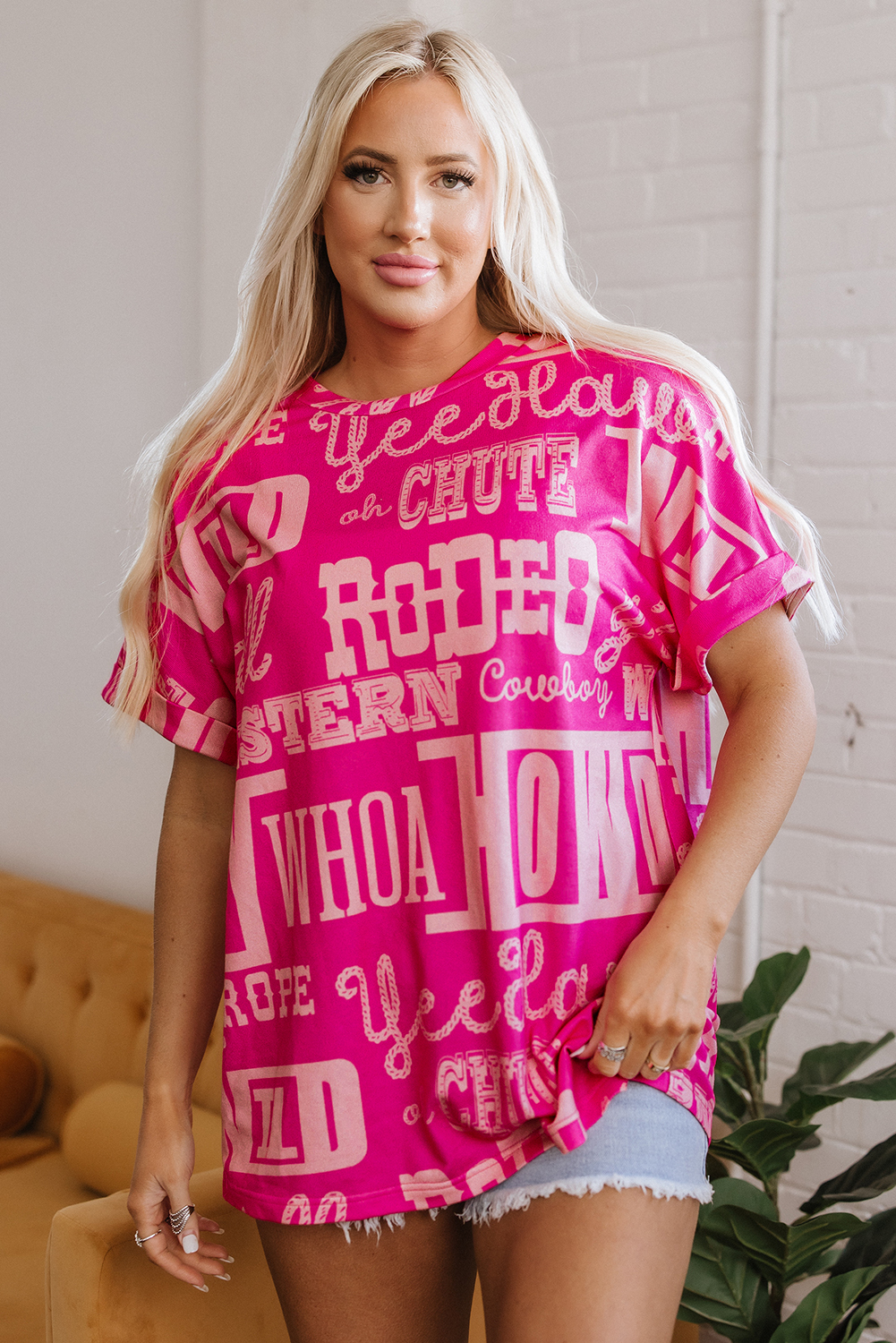 Dark Grey Howdy Cowboy Letter Printed Western Fashion Tee - loveforevers