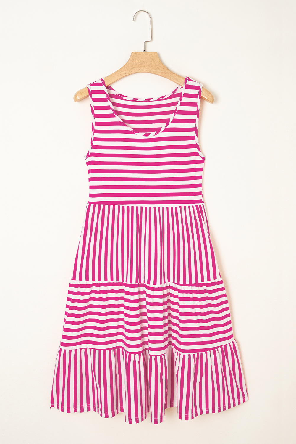 Black Stripe U Neck Sleeveless Loose Fit Mini Dress - loveforevers