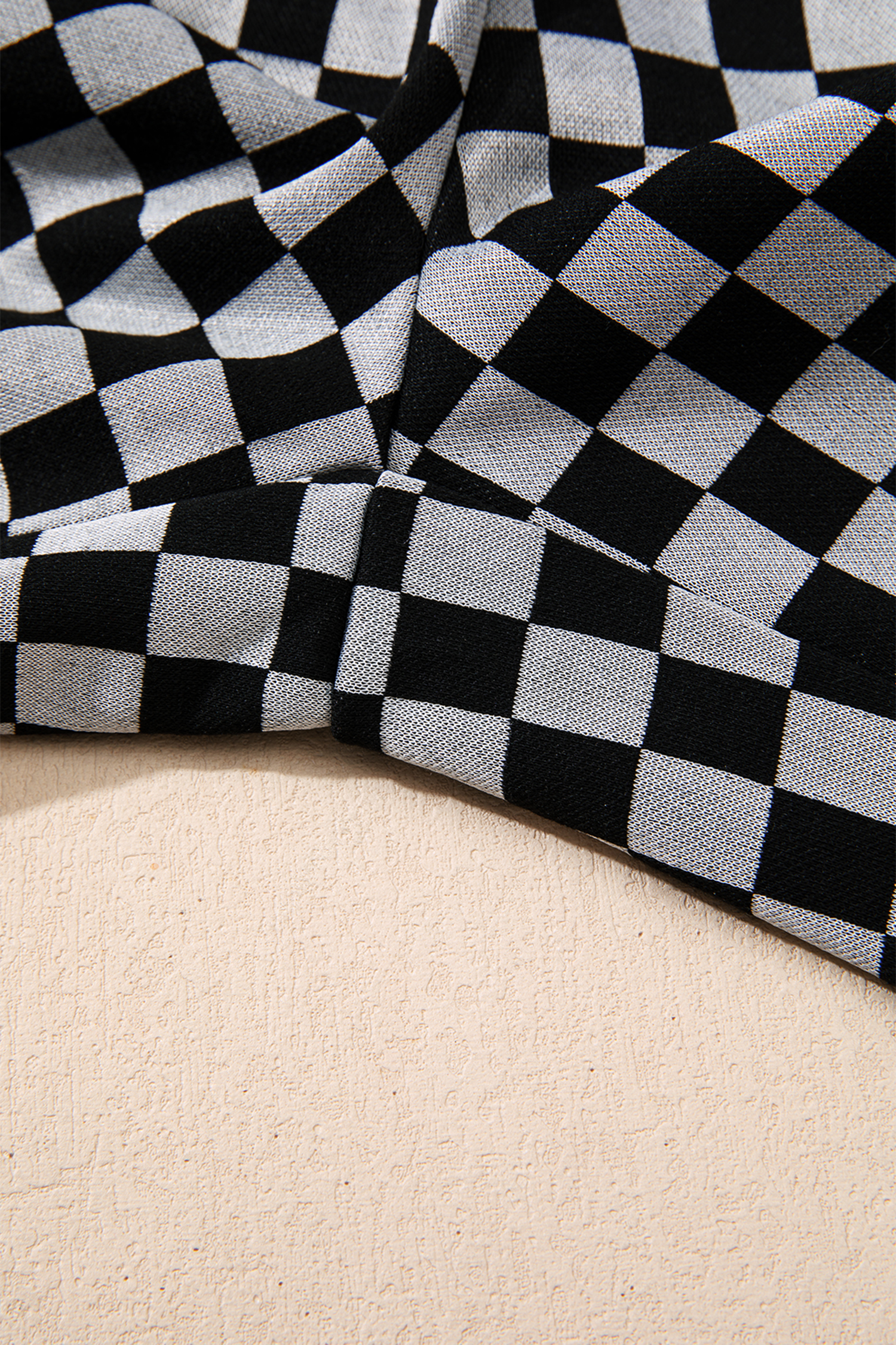 White Checkerboard Drawstring Waist Casual Pants - loveforevers