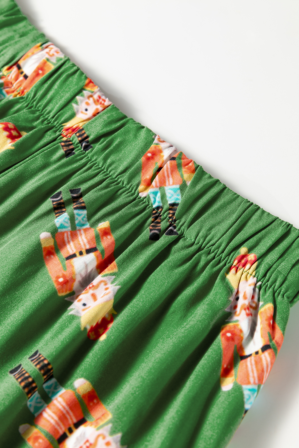 Green Christmas Candy Contrast Trim Bow Knot Silky 2pcs Pajama Set - loveforevers