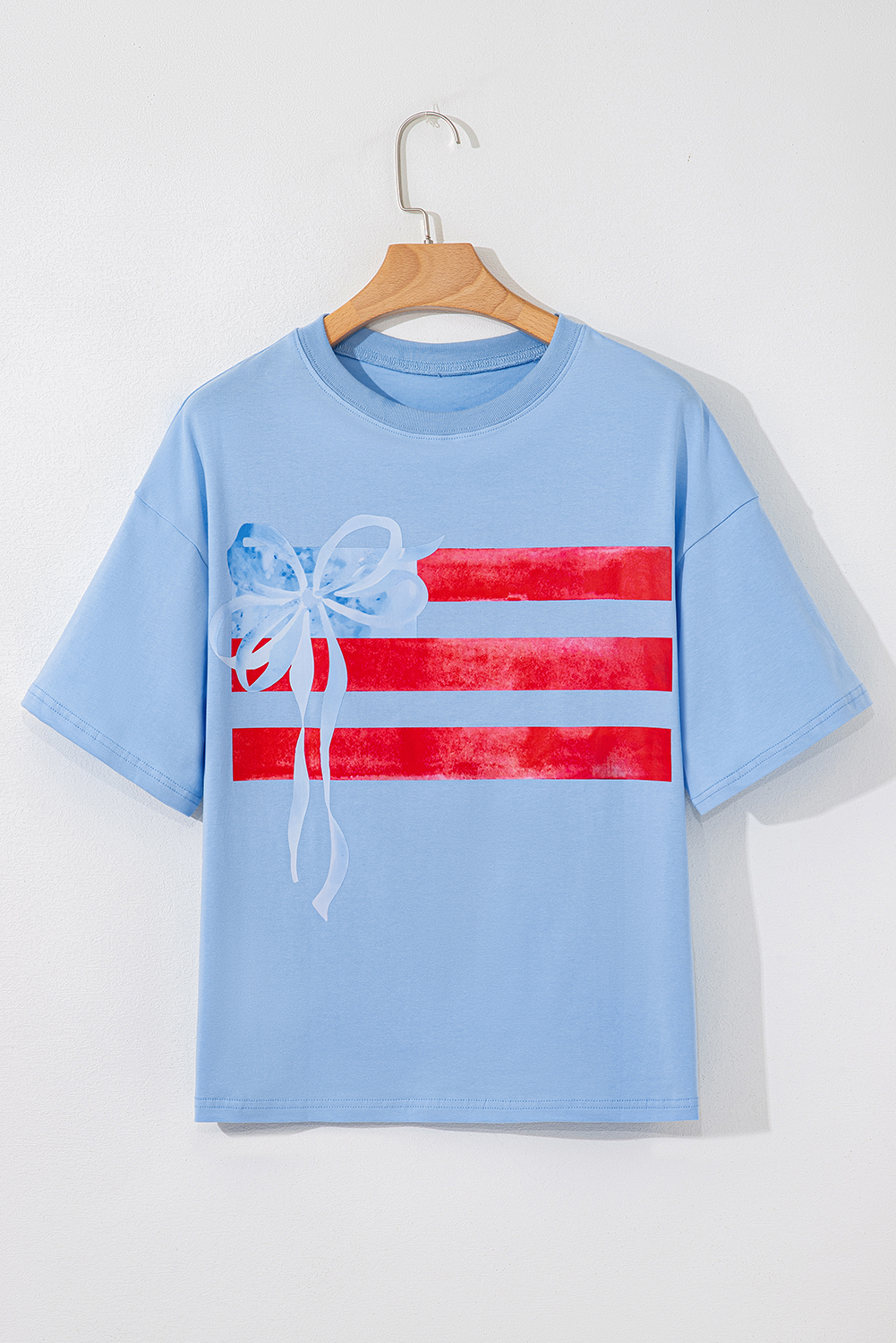 Myosotis Flag Bow Graphic Crewneck Tee - loveforevers